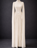 Elegent Evening Dress with Pleats and Embleshed Neckline